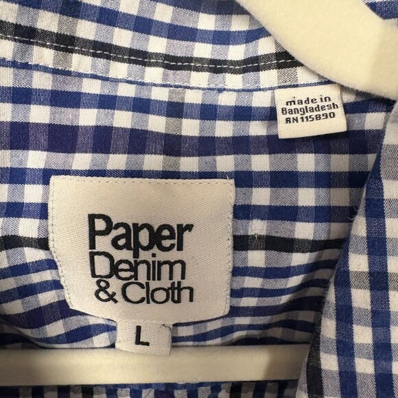 Paper Denim & Cloth Men's L‎ Gingham Short Sleeve Button Up Shirt - Picture 2 of 5